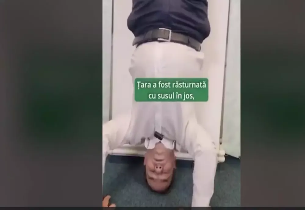 LUDOVIC ORBAN STĂ ÎN CAP PENTRU A TRANSMITE UN MESAJ ELECTORAL: „VOTĂM CU CAPUL. NU CU CIOLACU” - VIDEO